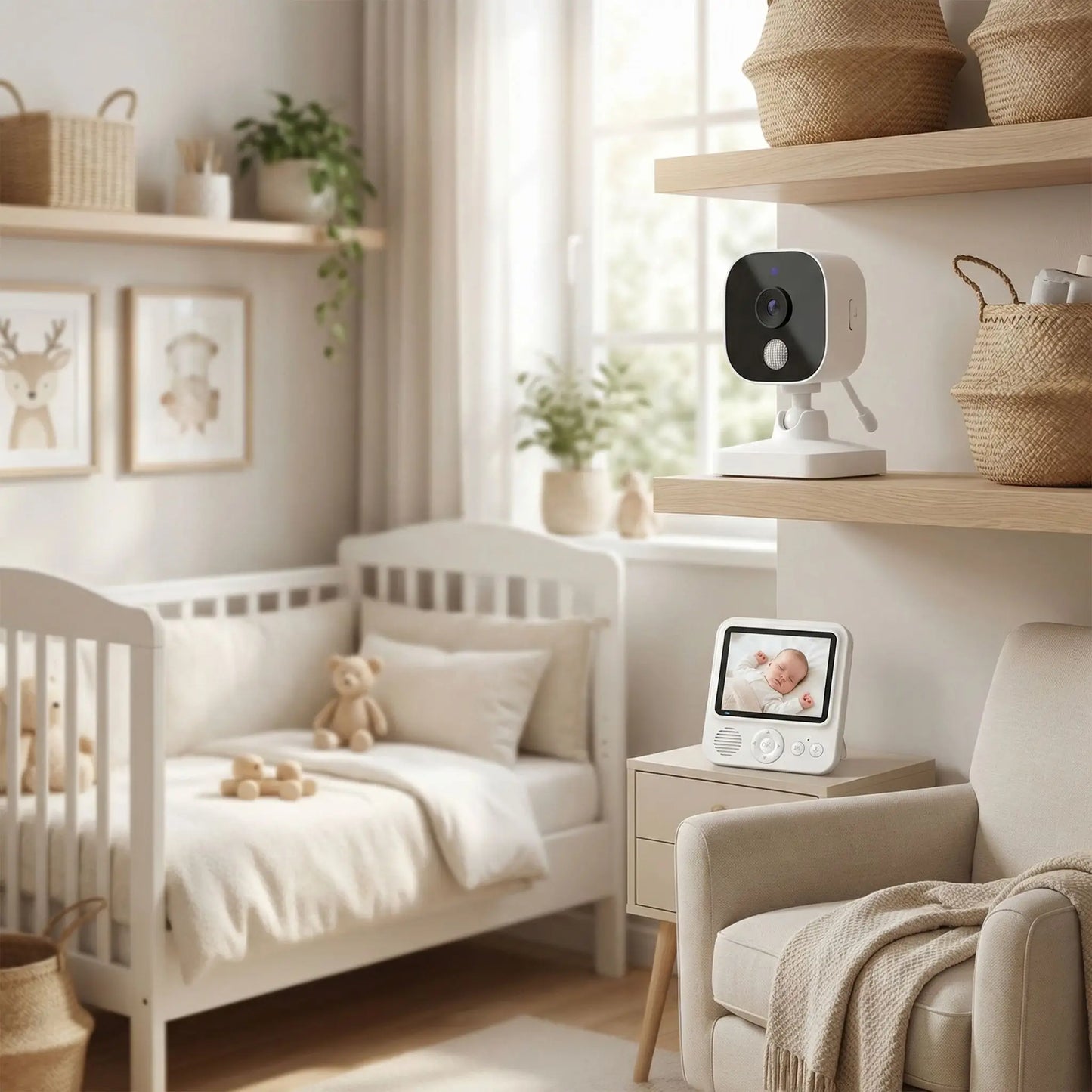 camera surveillance bebe sur table dans chambre bébé