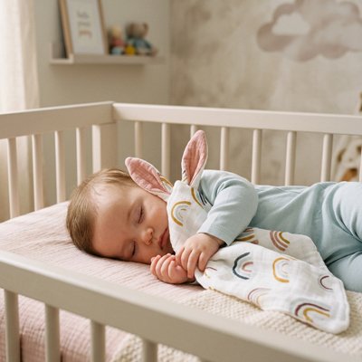 doudou bébé longues oreilles arc en ciel