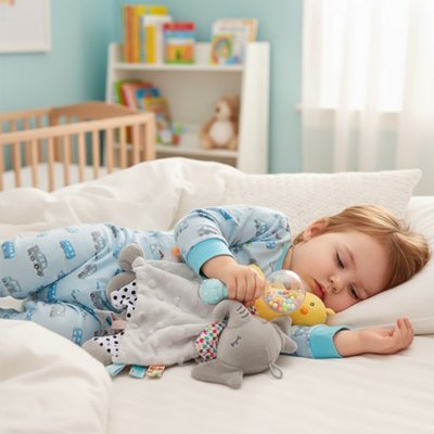 enfant dort avec doudou éléphant