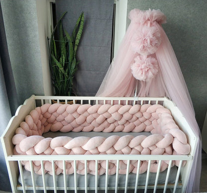 Tour de lit tresse rose 6 brins