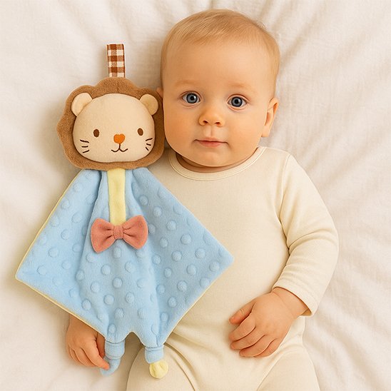 adorable bébé avec doudou bebe lionceau