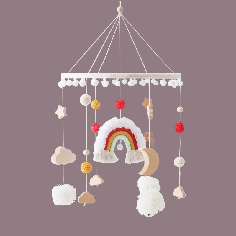 adorable mobile bébé arc en ciel multicolore