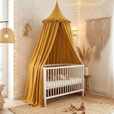 beau ciel de lit pour bebe jaune