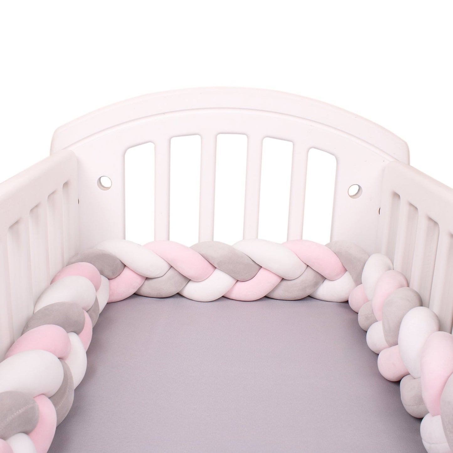 belle tresse de lit rose gris blanc