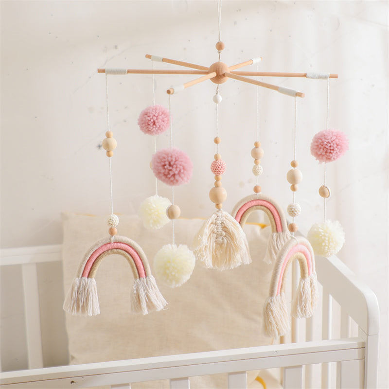 beau mobile lit bébé arc en ciel pastel