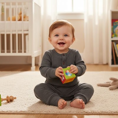 bébé assis porte pyjama bébé garçon grise