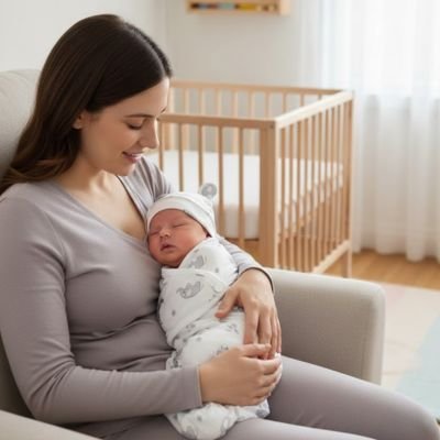 bébé dort avec couverture emmaillotage blanche avec bonnet