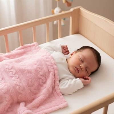 bebe dort profondement sous couverture bebe rose