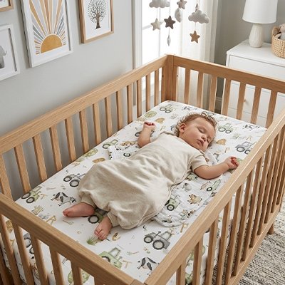 Bébé dort dur drap housse lit bébé tracteur 