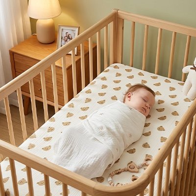 bébé dort sur drap housse lit bébé 
