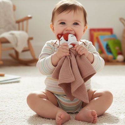bébé mordille doudou renard roux