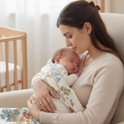 bebe sous couverture bebe aux bras maman