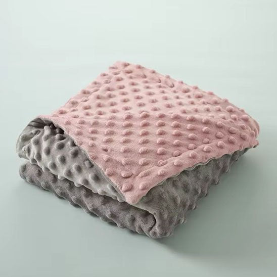 belle couverture bebe a picot rose gris
