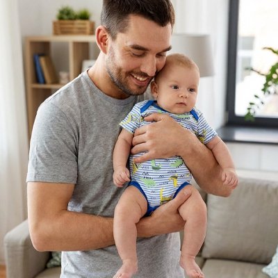 Body bébé garçon rayures bleues dinos