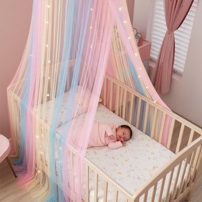 ciel de lit arc en ciel bébé endormi