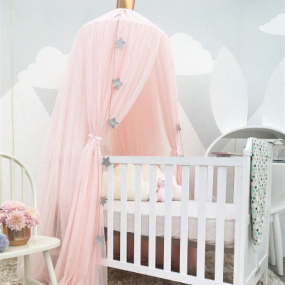ciel de lit bébé rose magique