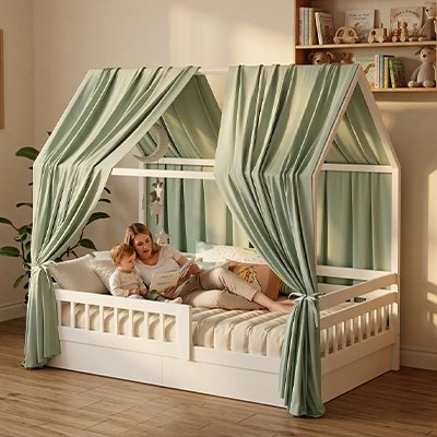 Ciel de lit caban vert pastel