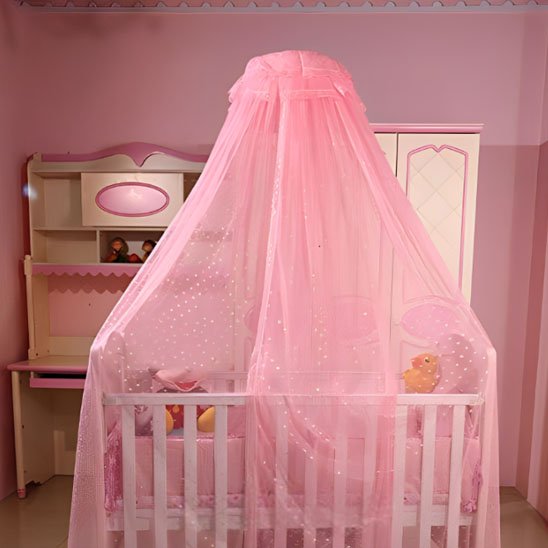 Ciel de lit bébé magie rose