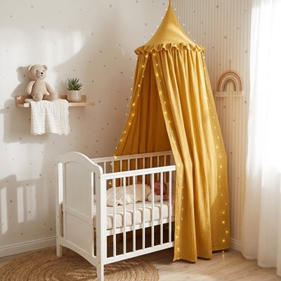 Ciel de lit pour bebe jaune