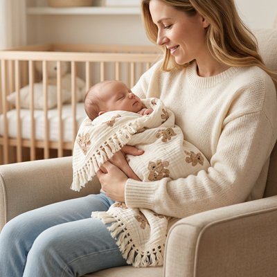 couverture bébé naissance ours brun