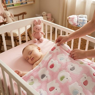 Couverture bébé rose éléphant
