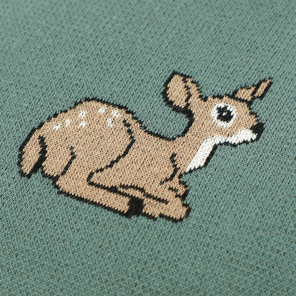 couverture bébé verte motif chevreuil