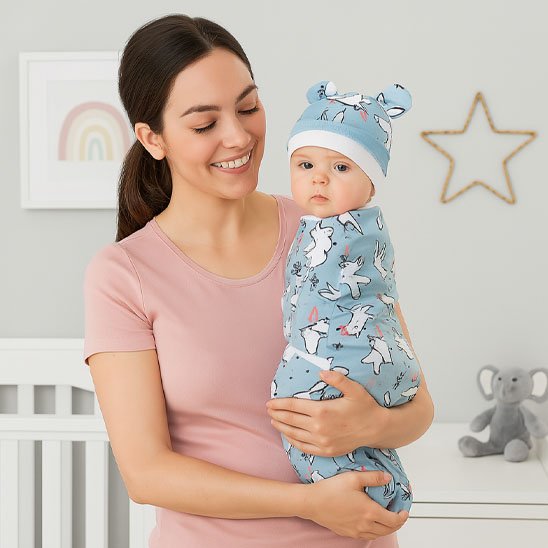 Couverture demmaillotage animaux blancs 