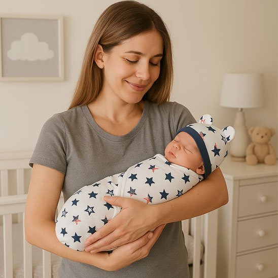 couverture demmaillotage étoile avec bonnet