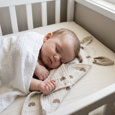 doudou bébé arc en ciel brun