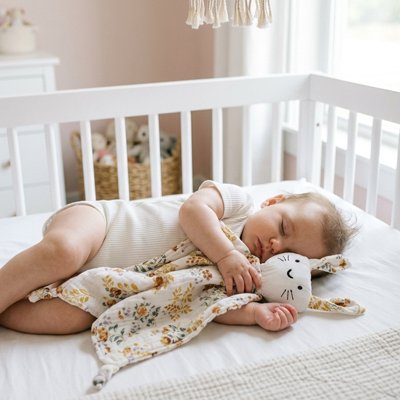 Doudou bebe garcon lapin fleurs