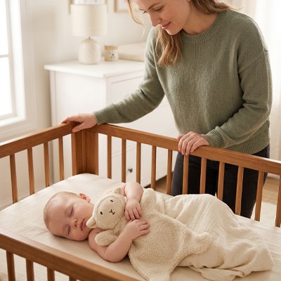 Doudou pour bebe aux bras bébé endormi