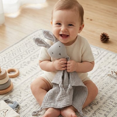 doudou pour bebe lapin gris