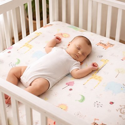Drap housse lit bebe animaux de la savane 