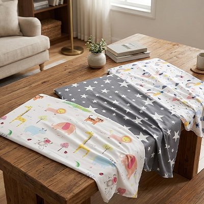 Drap housse lit bebe animaux étoile arc en ciel 