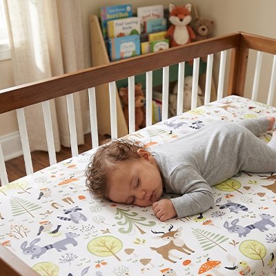 Drap housse lit bebe animaux fôret