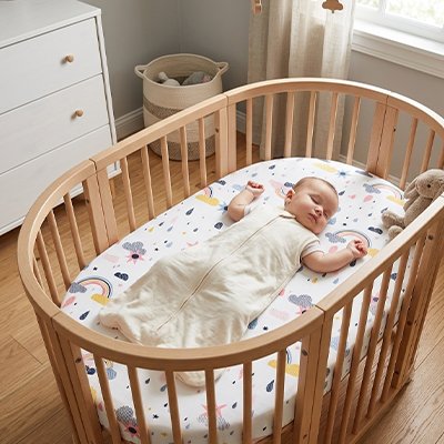 Drap housse lit bebe arc en ciel 
