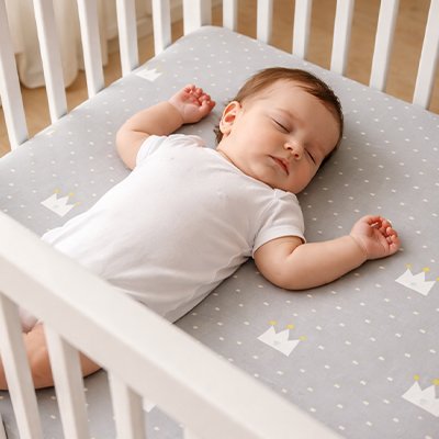 Drap housse lit bebe couronne