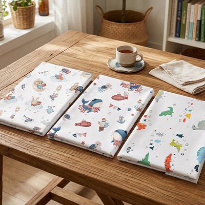 Drap housse lit bébé dino lapin balaine