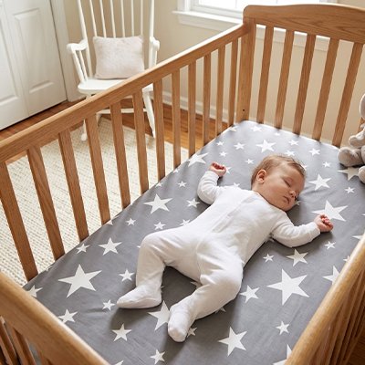 Drap housse lit bebe douces étoiles