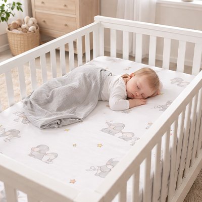 Drap housse lit bébé éléphant
