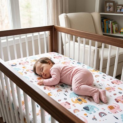 Drap housse lit bébé éléhon rc en ciel