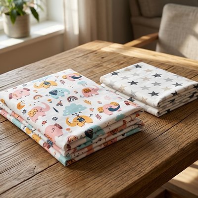 Drap housse lit bébé éléphon étoiles