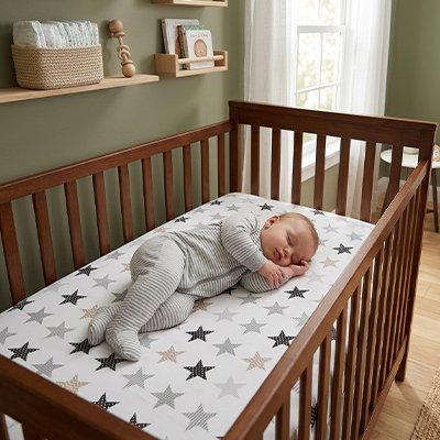 Drap housse lit bébé étoiles