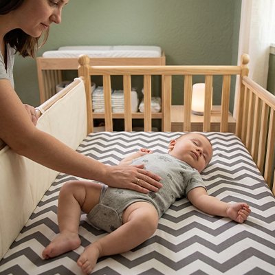 Drap housse lit bébé rayé gris blanc 