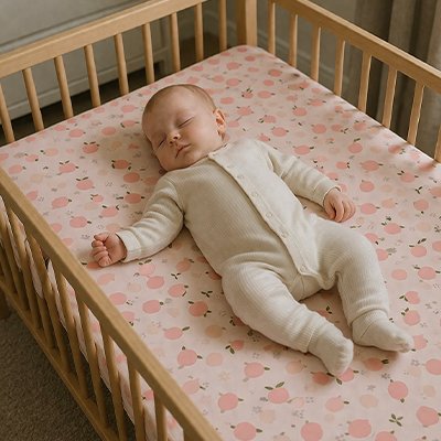 Drap housse lit bébé rose fruité