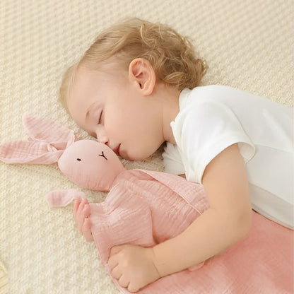 fillette endormie avec doudou bebe lapin