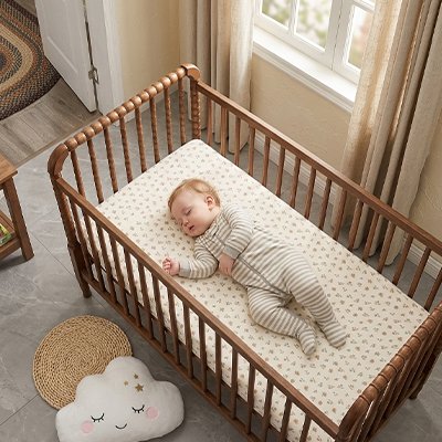 joli drap housse lit bébé fleuri