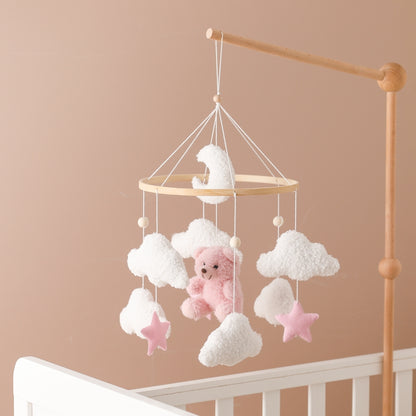 joli mobile bébé nuages blancs ourson rose