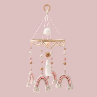 joli mobile lit bébé rose blanc