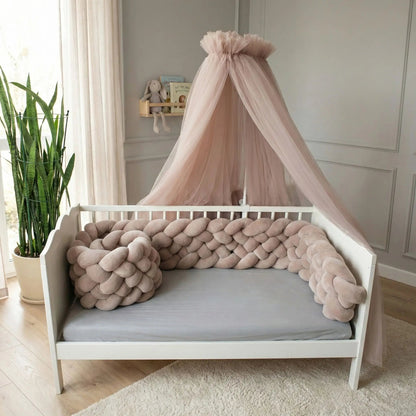 jolie chambre bebe avec tour de lit tresse 6 brins pastel
